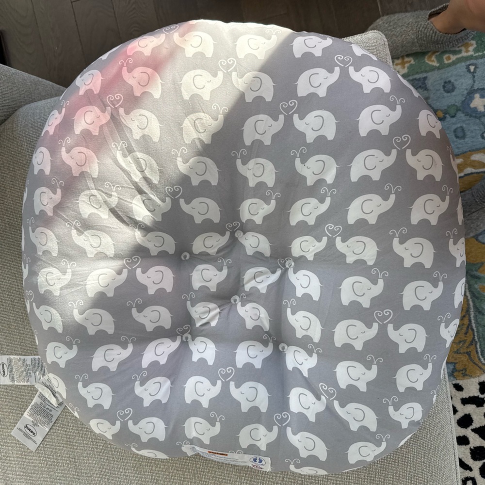 Gray Elephant Print Baby Boppy Nursing Pillow